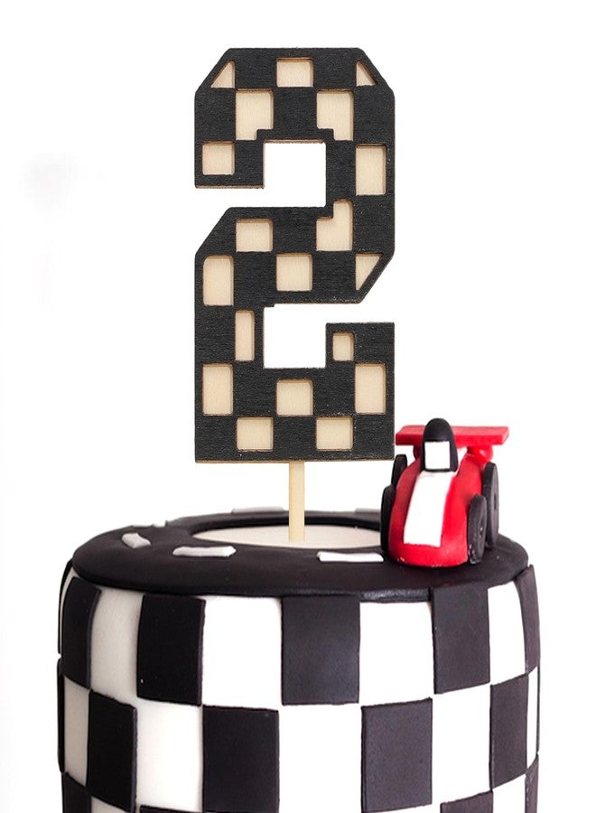 UOAOU Two Fast Race Car Birthday Cake Topper - Racing 2nd Birthday Decorations, Vintage Race Car Wooden Topper, Sports Theme Cake Smashing Prop, Racing Birthday Party Supplies（Two Fast） - Image 1